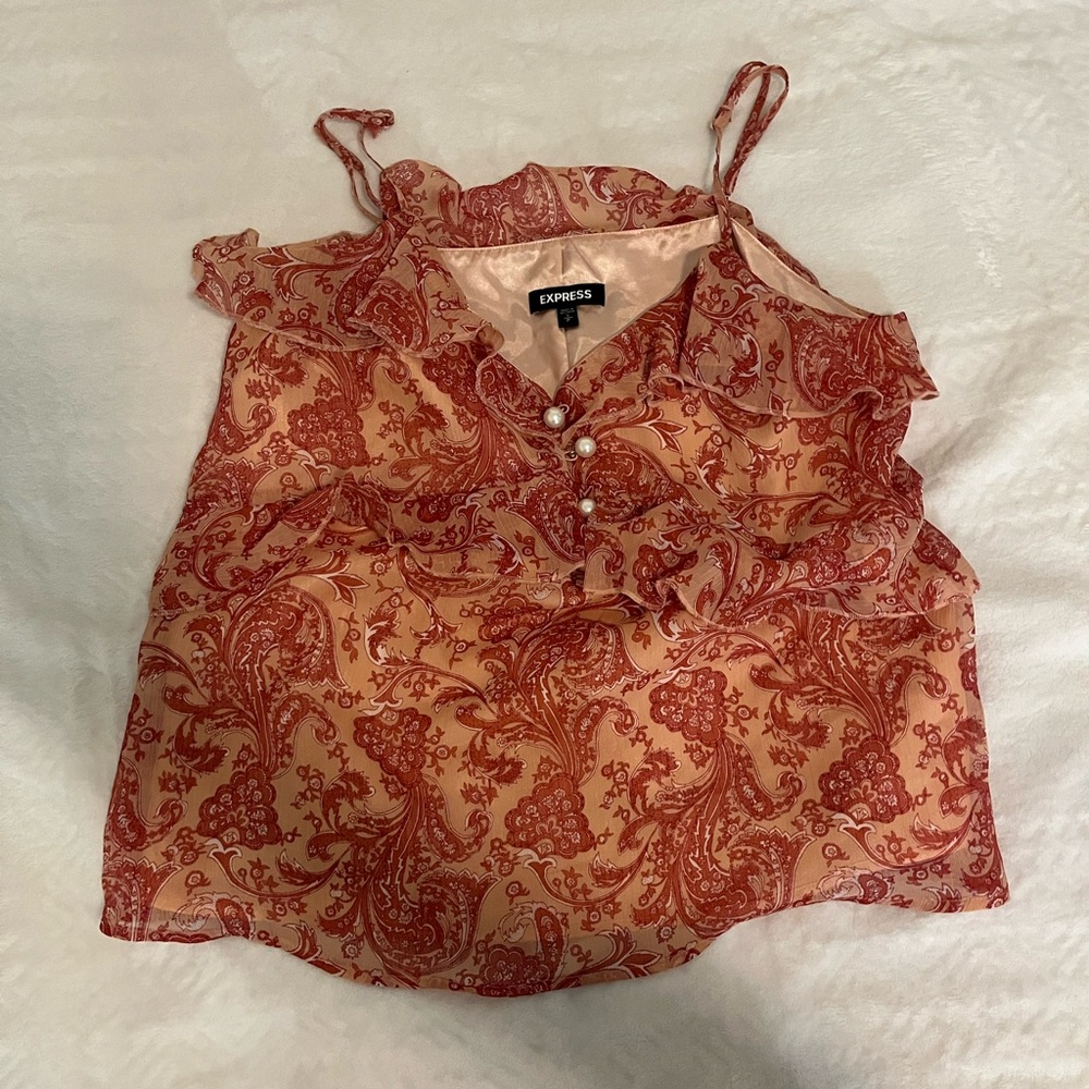 Express Women's pink and Cream Paisley Camisole